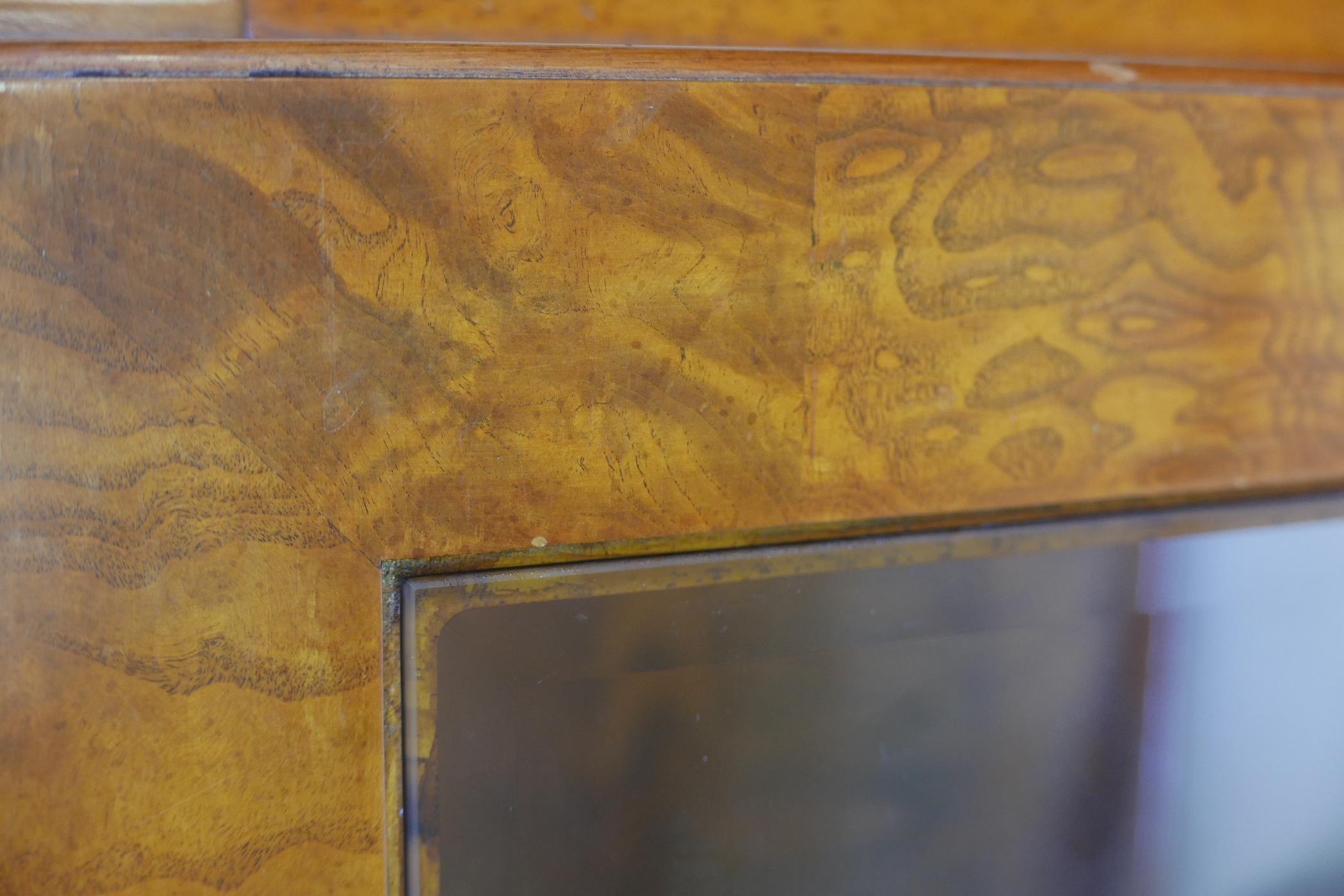 Three matching oriental style figured elm lamp tables, each with inset tinted glass, 25" x 25" x 22" - Image 4 of 4