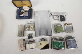 Sixteen assorted lighters including an Orlik Sport, a boxed Milady, boxed Penguin, a Japanese made b