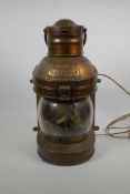 A Davey's Patent yacht masthead lamp, no.16049, 16" high