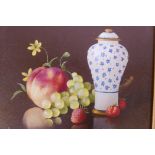 J. Fermor, still life with fruit, signed Fermor, pair of oils on board, signed Fermor, 11" x 13"