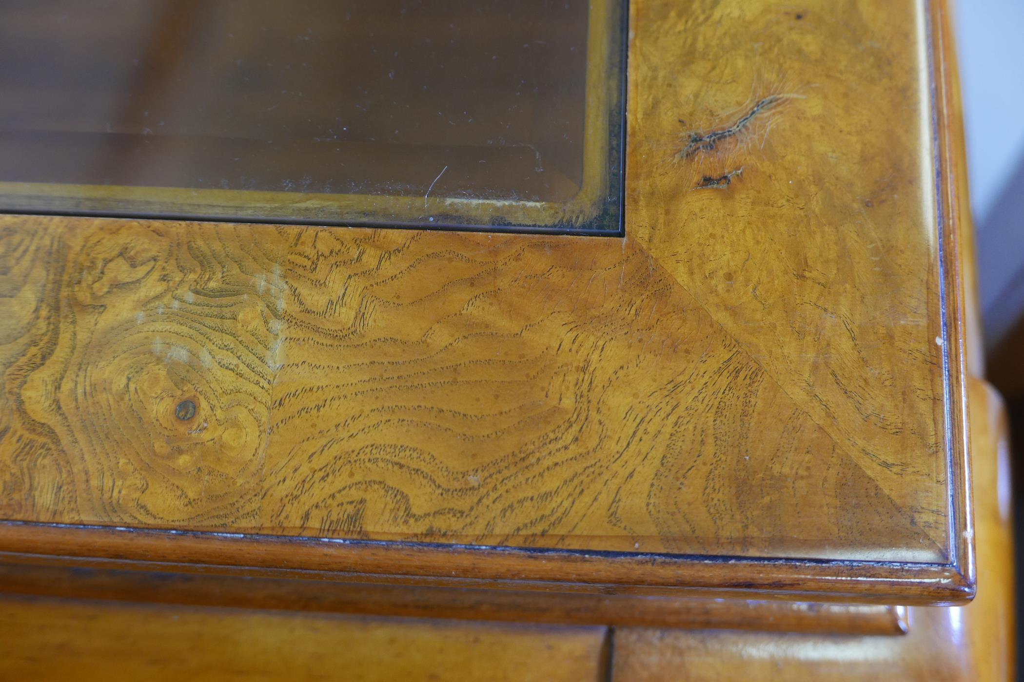 Three matching oriental style figured elm lamp tables, each with inset tinted glass, 25" x 25" x 22" - Image 3 of 4