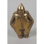A brass vesta case in the form of a clown, 2¼" long