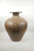 A large Indian metal water pot, 20" high