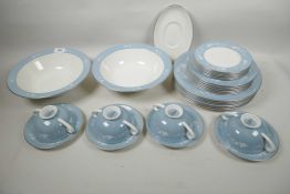 A Royal Doulton 'Reflections' pattern dinner service, two 10" serving bowls, six 10½" plates, six 8"