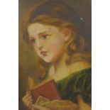 Study of a young girl, oil on canvas, unsigned, frame bears label verso, R & W Clarke, Artist's