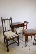 A C19th mahogany writing table, with inset faux leather top, single drawer and cupboard fitted