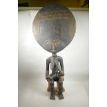 A large African Akuba fertility figure with a moon head, 41" high