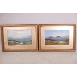 Frank Holme, a pair of Moorland landscapes, gouache, signed, 17" x 10"