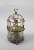 A Chinese brass birdcage automaton clock with a visible movement, 6½" high