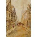JWW (possibly Josiah Wood Whymper) (British, 1813-1903), two street scenes, both initialled and
