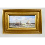 T. Larsen (Continental, C20th), Dutch shipping scene, signed lower left, oil on board, 10" x 16"