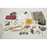A quantity of costume jewellery including hallmarked silver