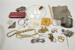A quantity of costume jewellery including hallmarked silver