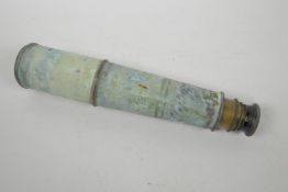 A WWI military three draw brass telescope by R.J. Beck Ltd London, dated 1917, no.7937, 33" long