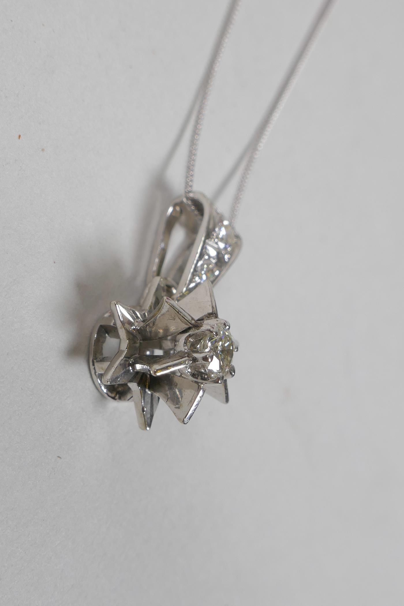 An 18ct white gold, star shaped and diamond set pendant necklace - Image 3 of 3