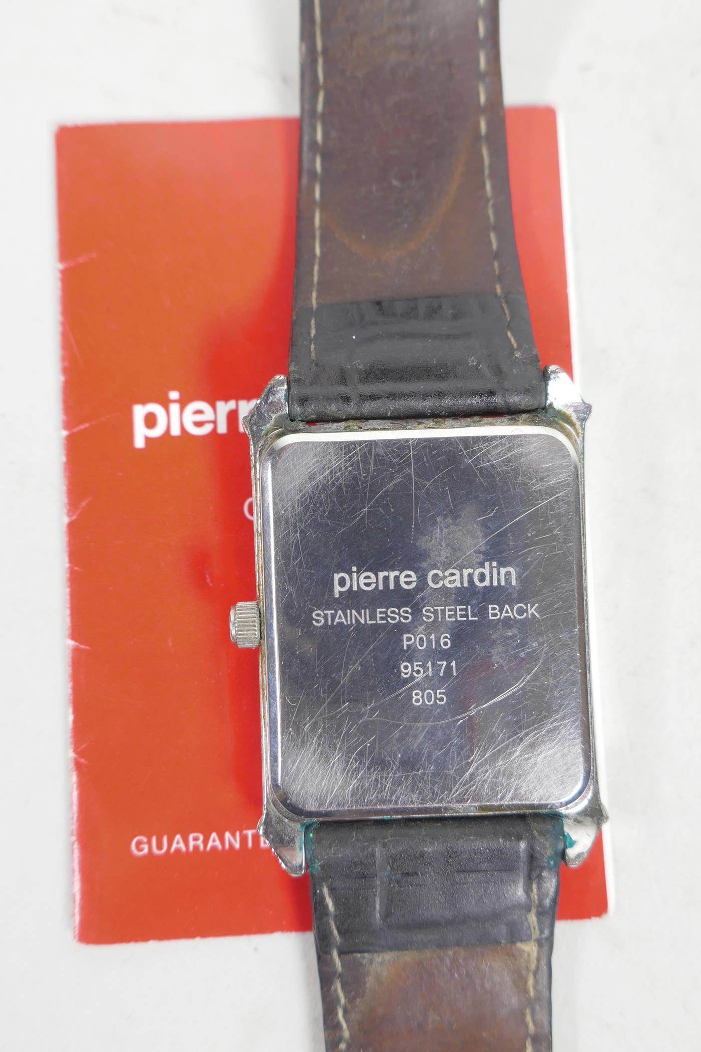 Four watches including a men's Pierre Cardin rectangular analogue quartz dress watch, with Roman - Image 5 of 6