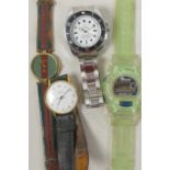 Four various designer wristwatches