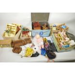 A large quantity of doll's house furniture and small dolls etc