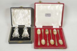 A set of six sterling silver Roberts and Belk 'rat tail' demitasse spoons, hallmarked Sheffield