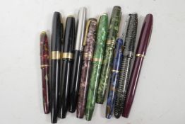 Ten vintage fountain pens, 6 x Conway Stewart, 2 x Sheaffer and 2 x Parker