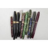 Ten vintage fountain pens, 6 x Conway Stewart, 2 x Sheaffer and 2 x Parker