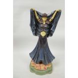 A cold painted composition Art Nouveau style figurine of a girl dancing, 14½"