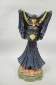 A cold painted composition Art Nouveau style figurine of a girl dancing, 14½"