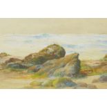 J.C. Uren, S.W.A., Figures on a sea shore, and another, a pair of watercolours, signed, 21" x 10"