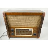 An Ekco A160 valve radio (one knob missing), 19" x 16" x 10"