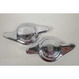 A pair of vintage chromium plated 'MG' wheel spinners