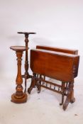 A Victorian walnut Sutherland table, raised on turned supports, another similar, an oak jardiniere