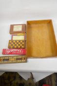 A vintage 'The Rose' No.1 chess set with lead pieces (boxed), together with a small boxed travelling