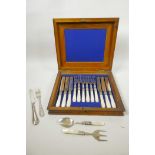 A Walker and Hall sterling silver child's knife and fork set, hallmarked Sheffield 1892, 78 grams