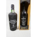 A bottle of Dow's 1987 Quintade do Bomfim vintage port and a bottle of Kopke 10 year vintage port