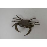 A Japanese Jizai style bronze of a crab, impressed mark to base, 5" wide
