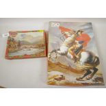 A Valentine's wooden jigsaw puzzle, together with a Falcon Delux 750 piece jigsaw