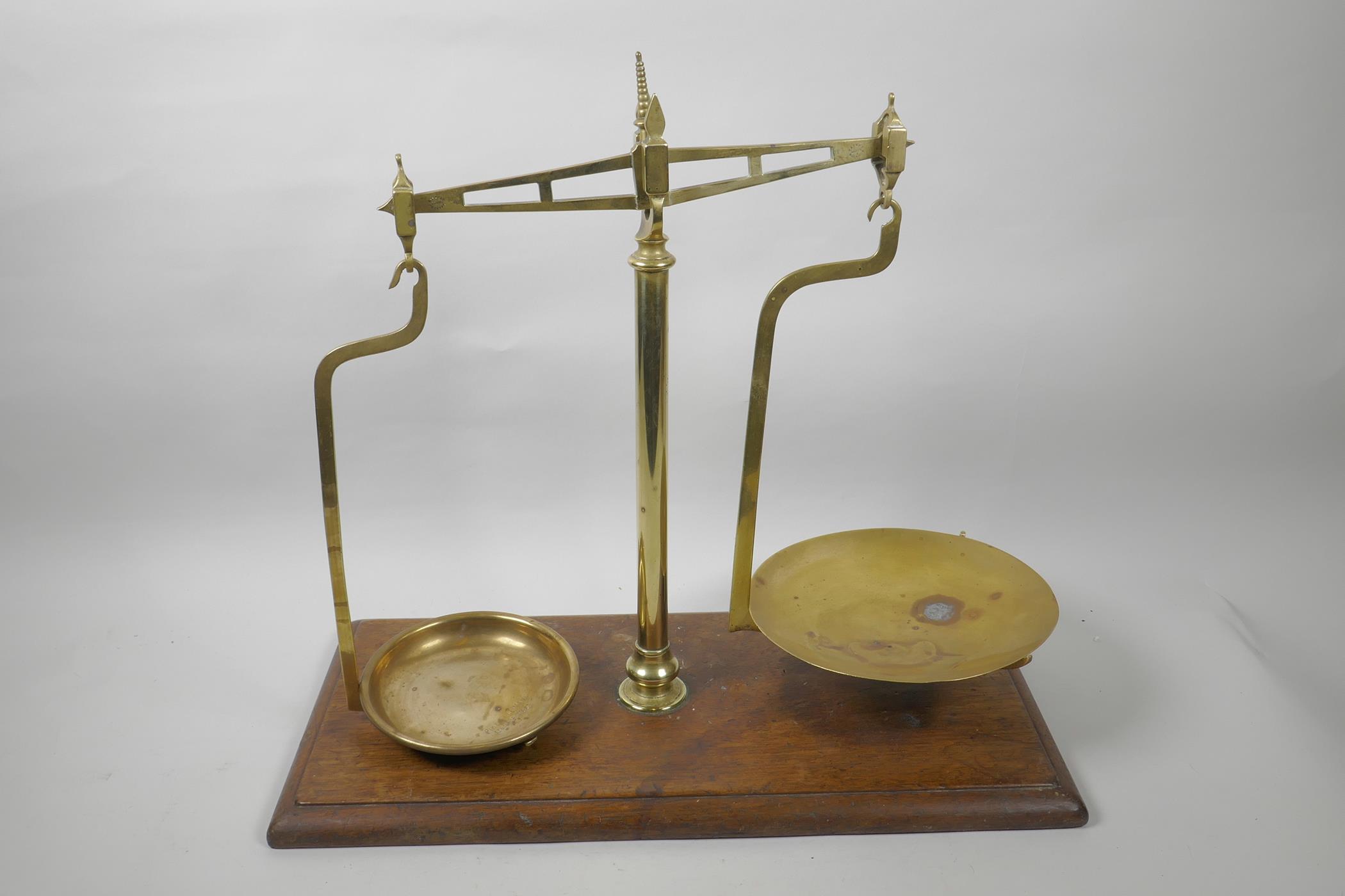 A set of brass 'Agate' class b balance scales, 16" high