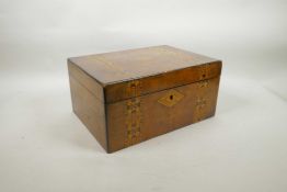 A Victorian Tunbridge ware vanity box, 12" x 9", 6" high