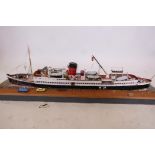 A diorama of a Manx ferry at dock, 46" x 18", another of a cargo vessel and the Royal Yacht