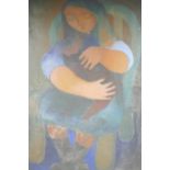 Oil on canvas, inscribed verso 'Mother and Child' and signed indistinctly, the stretcher L. Marmeri,