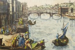 After Giuseppe Zocchi (Italian, 1711-1767), 'Veduta di Lung' Arno, e del ponte a S. Trinita pres a