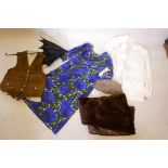 Vintage clothing to include a mink fur stole, a lady's blue silk halter neck dress, a gentleman's