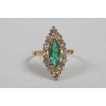 An 18ct yellow gold, tourmaline and white topaz set ring, approximate size 'N'
