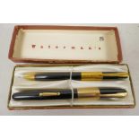 A vintage Waterman fountain pen and ballpoint set in presentation box