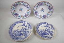 A collection of C19th porcelain, including a pair of M and Co, Minton Ironstone 'Passion Flower'