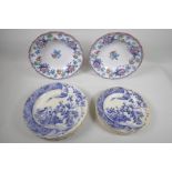 A collection of C19th porcelain, including a pair of M and Co, Minton Ironstone 'Passion Flower'