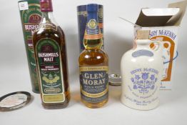 A one litre bottle of Bushmills Malt Irish Single malt whiskey, together with a 70cl bottle Glen