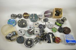 A quantity of assorted fishing reels to include Paramount, Allcock, Aerialite, Intrepid etc