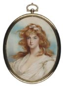 Cecil James Hobson (British, 1874-1918), a portrait miniature of 'Mrs Michael Taylor' as '