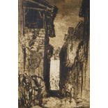 Sir Frank Brangwyn R.A. (Welsh, 1867-1956), 'A Continental street scene', early C20th, etching